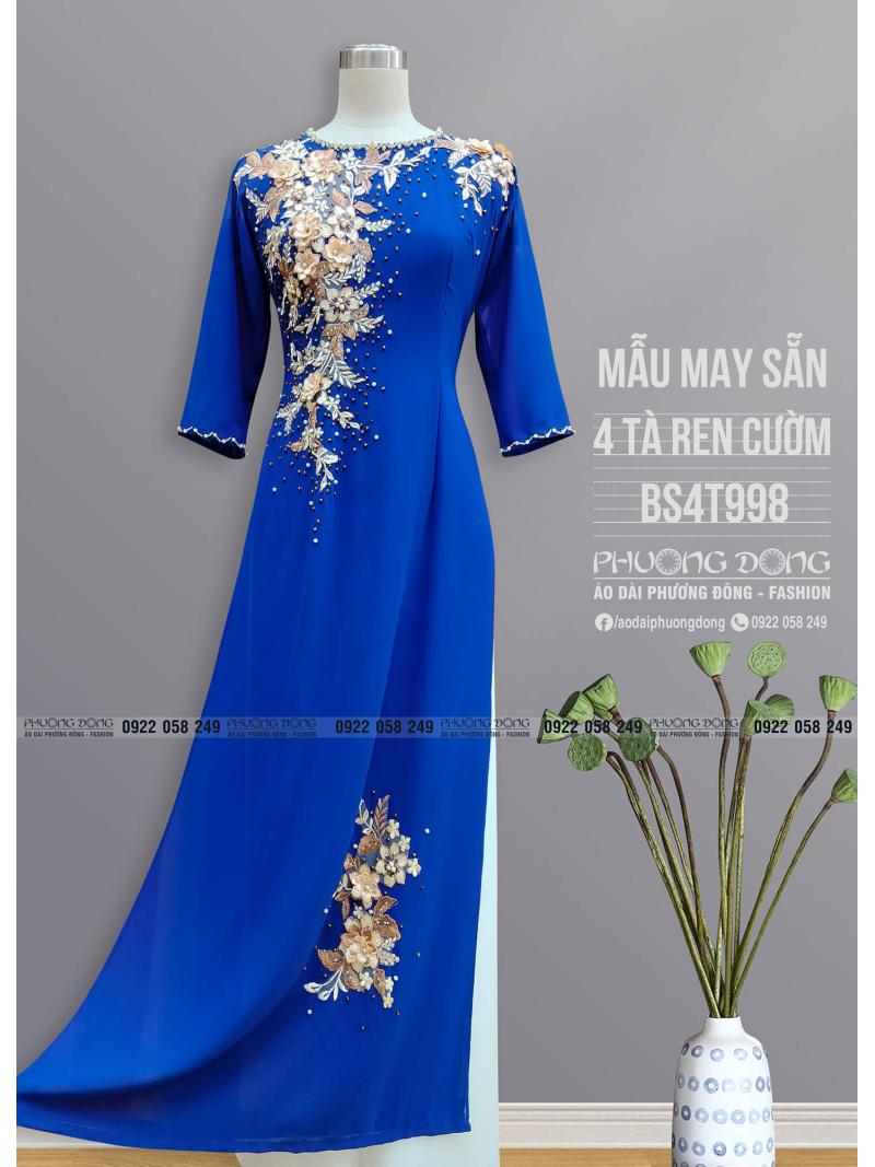 Áo Dài Bà Sui 2 Lớp 4 Tà Kết Cườm Pha Lê BS4T998